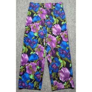 Isaac Mizrahi Live Ankle Pants Womens LP Blue Purple Floral Print Stretch